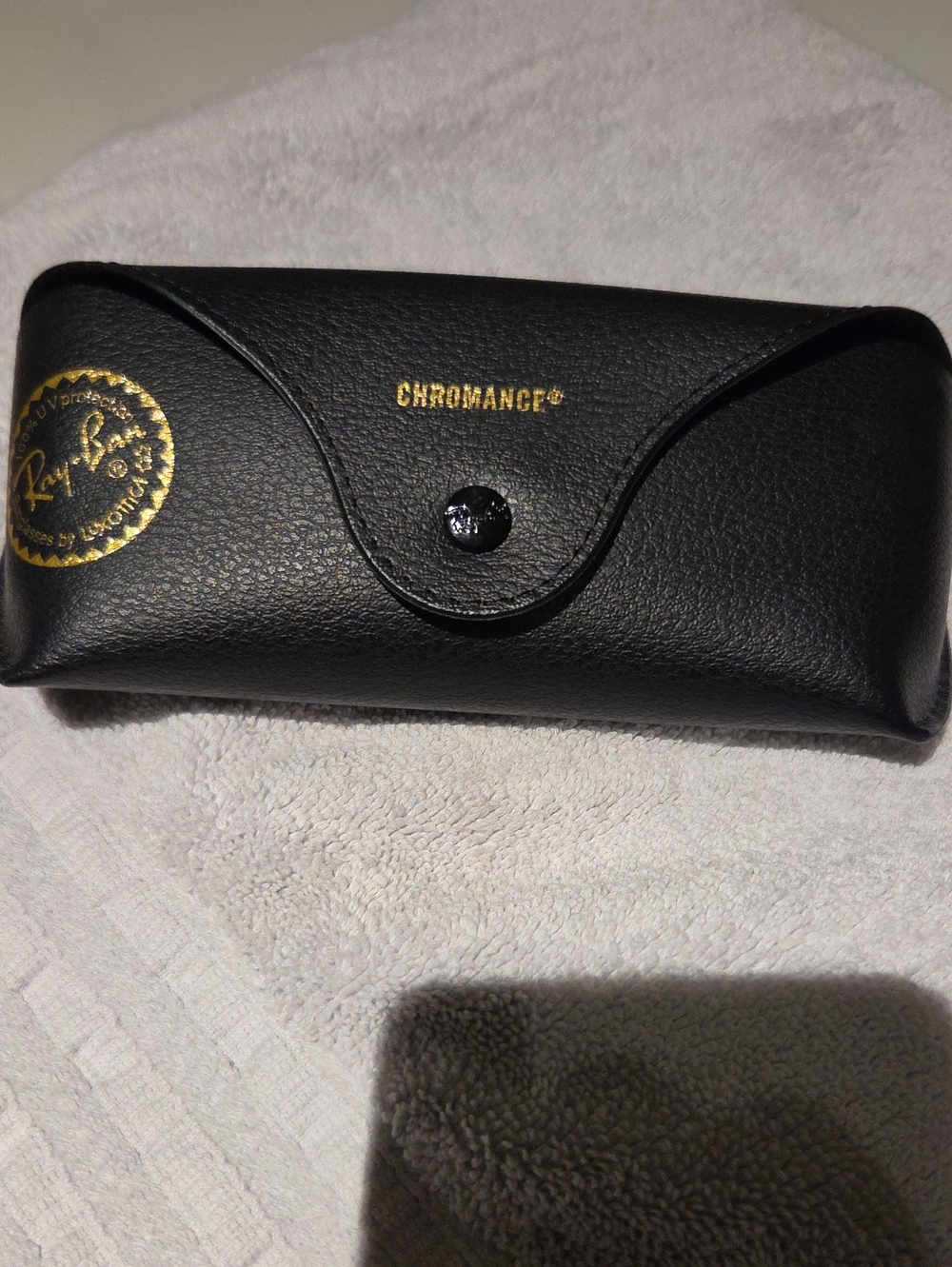 Ray-Ban Black Chromance Sunglasses Case with Gold Logo